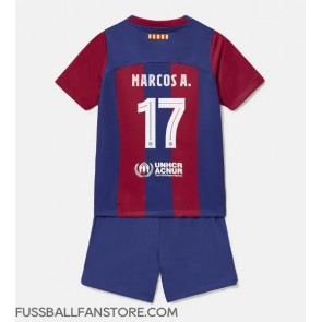 Barcelona Marcos Alonso #17 Replik Heimtrikot Kinder 2023-24 Kurzarm (+ Kurze Hosen)